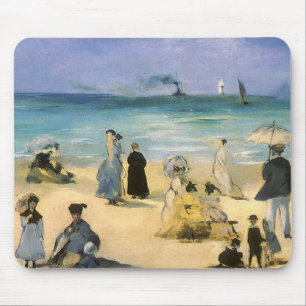 Beach at Boulogne by Manet, Vintage Impressionism Mouse Pad