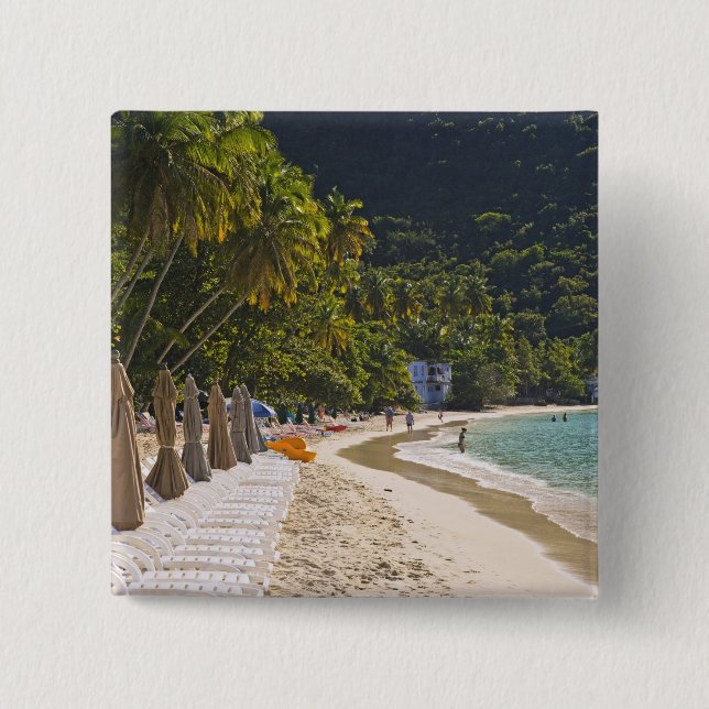 Beach at Cane Garden Bay, Island of Tortola 15 Cm Square Badge (Front)