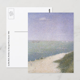 Beach at Honfleur by Georges Seurat, Vintage Art Postcard