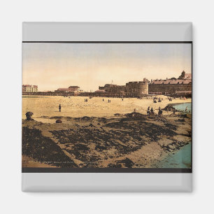 Beach at low tide, St. Malo, France vintage Photoc Magnet