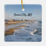 Beach at Ocean City, Maryland Ceramic Ornament<br><div class="desc">Tide rolling onto the beach at Ocean City,  Maryland in autumn</div>