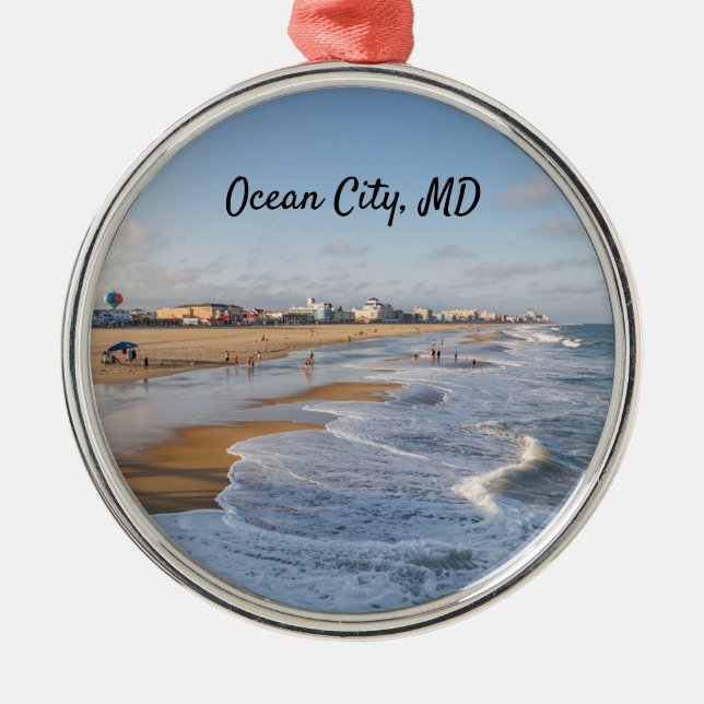 Beach at Ocean City, Maryland Metal Tree Decoration (Front)
