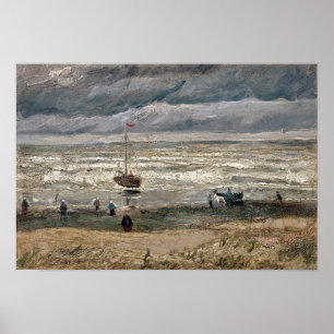 Beach at Scheveningen in Stormy Weather by Vincent Poster