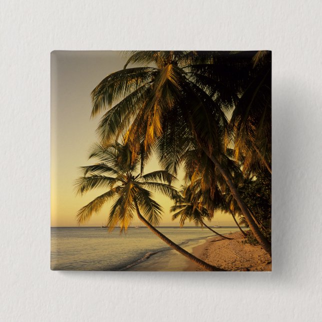 Beach at sunset, Trinidad 15 Cm Square Badge (Front)