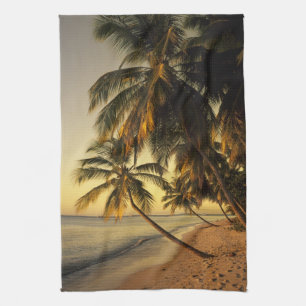 Beach at sunset, Trinidad Tea Towel