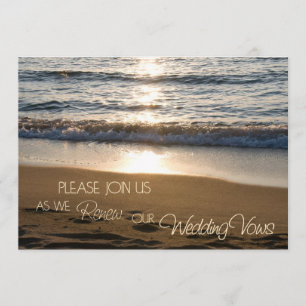 Beach at Sunset Wedding Vow Renewal Invitations