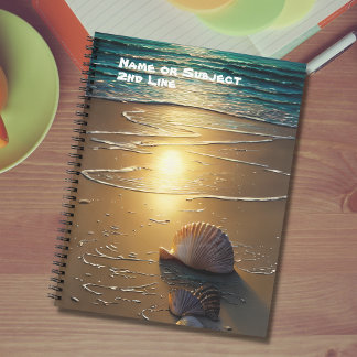 Beach at Sunset with Shells   Notebook