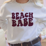 Beach Babe Burgundy Matching Bachelorette Party Sweatshirt<br><div class="desc">Looking for the perfect bachelorette party gift? Look no further than this personalised beach bash bachelorette party crewneck sweatshirt! This sweatshirt is a great way to show your friends and family that you are celebrating with them during your special day. It features a retro bachelorette party design and the back...</div>