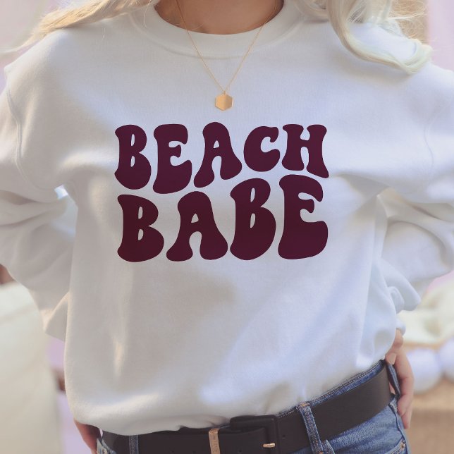 Beach Babe Burgundy Matching Bachelorette Party Sweatshirt (Creator Uploaded)