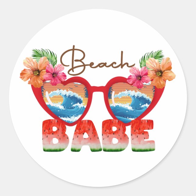 Beach Babe Classic Round Sticker (Front)