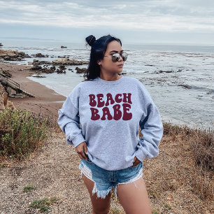 Beach Babe Dark Red Matching Bachelorette Party Sweatshirt
