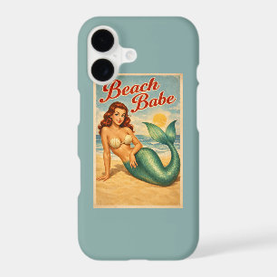 Beach Babe Pin-Up Mermaid - Retro Teal Blue Phone