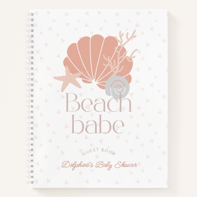 Beach Babe Seashell Pink Baby Shower Guest Book (Front)