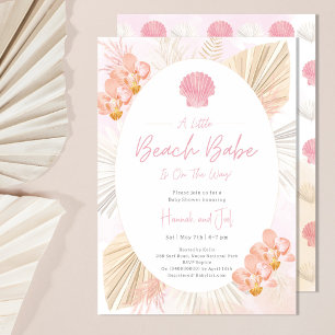 Beach Babe Shell Ocean Girl Baby Shower Invitation