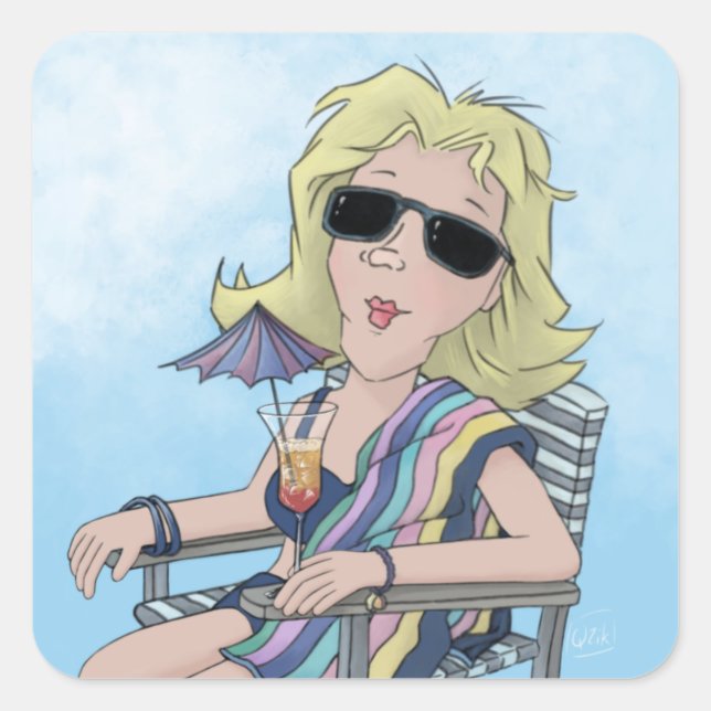  Beach Babe  Square Sticker (Front)