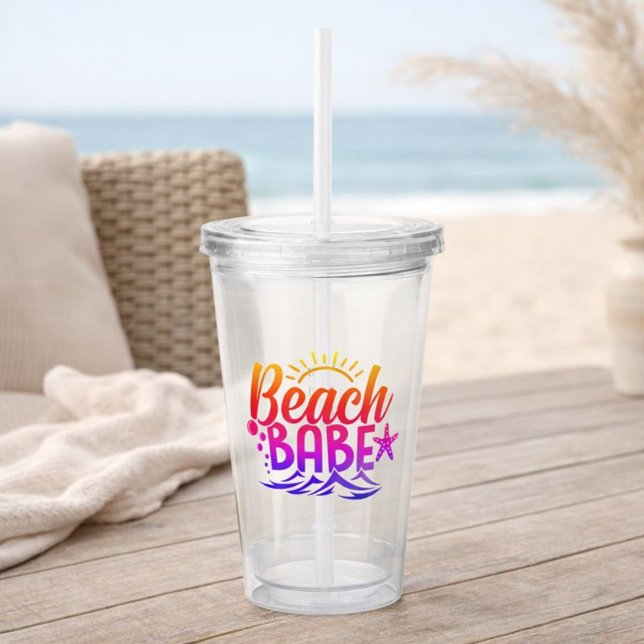 Beach Babe Summer Vacation Acrylic Tumbler (Creator Uploaded)