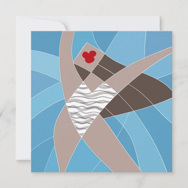 Beach Babe Swimsuit Model Fashion Illustration Card (Front)