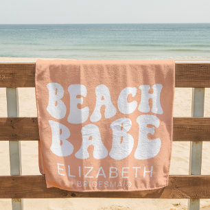Beach Babe Trendy Peach Cool Bachelorette Party Towel