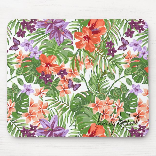 Beach Babe Tropical Flowers Mouse Pad (Front)
