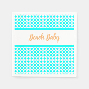 Beach Baby Aqua White Orange Party Collection Napkin