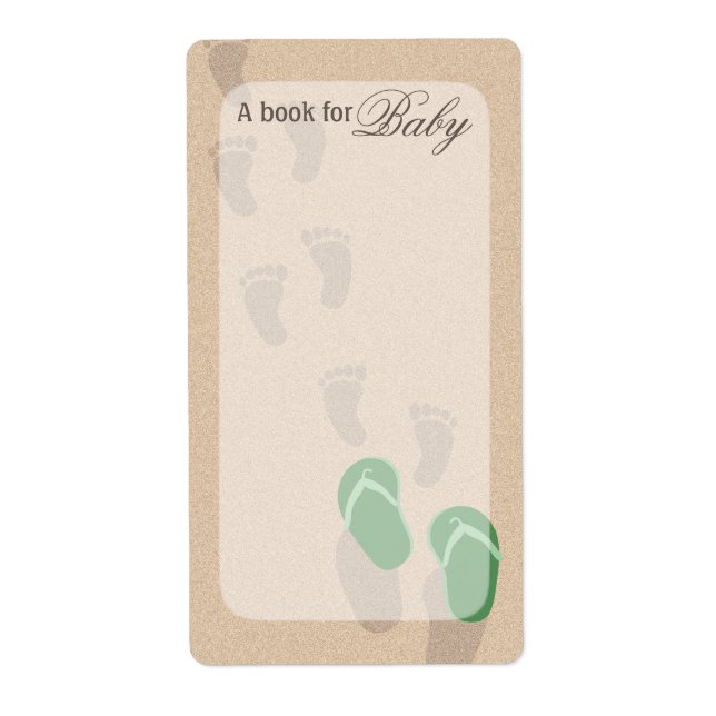 Beach Baby Footprints Book Tags (Front)