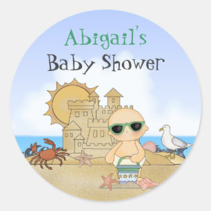 Beach Baby Neutral Baby Shower Stickers