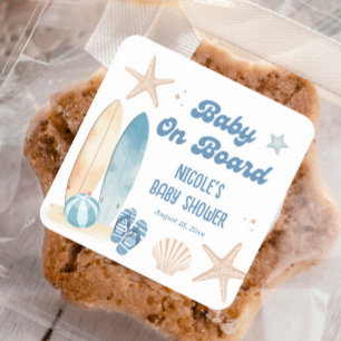 Beach Baby On Board Baby Shower  Square Sticker