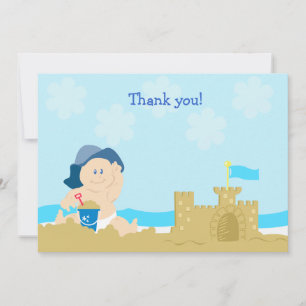 Beach Baby Sand Castle Flat Card Thank you note