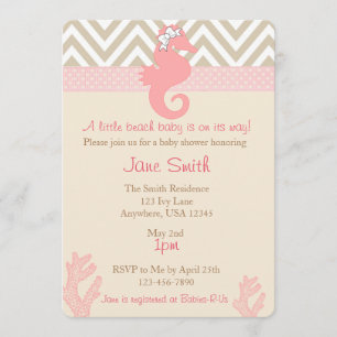Beach Baby Seahorse Baby Shower Invitation