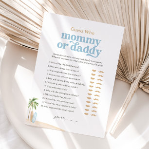 Beach Baby Shower Guess Who Mummy or Daddy Game Invitation