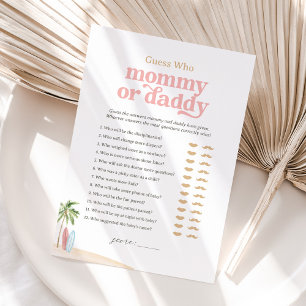 Beach Baby Shower Guess Who Mummy or Daddy Game Invitation