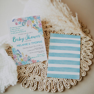 Beach Baby Shower Invitation, Nautical Sea Shell Invitation