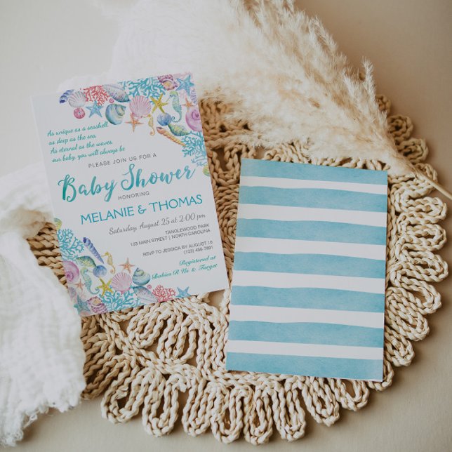Beach Baby Shower Invitation, Nautical Sea Shell Invitation (Creator Uploaded)
