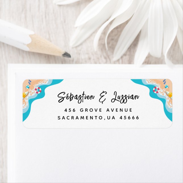 Beach Baby Shower Return Address Label (Insitu)