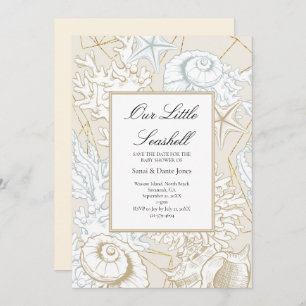 Beach Baby Shower Seashell Nautical Ocean  Save The Date