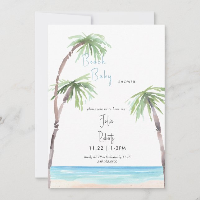 Beach Baby Tropical Baby Shower  Invitation (Front)