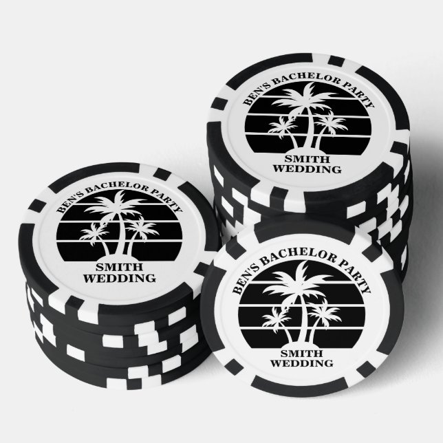 Beach Bachelor Party Island Wedding Personalised Poker Chips (Stack)