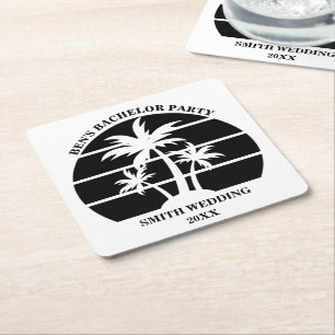 Beach Bachelor Party Island Wedding Personalised Square Paper Coaster