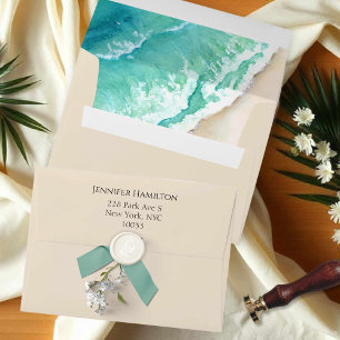 Beach Bachelorette Envelopes   Watercolor Tropical