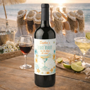 Beach Bachelorette Last Toast on the Coast Custom Wine Label