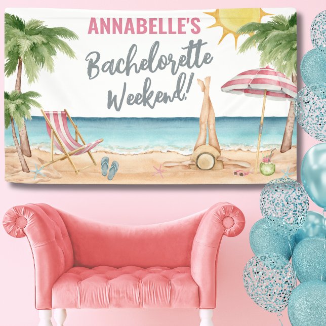 Beach Bachelorette Party Banner (Watercolor Beach Bachelorette Party Banner)