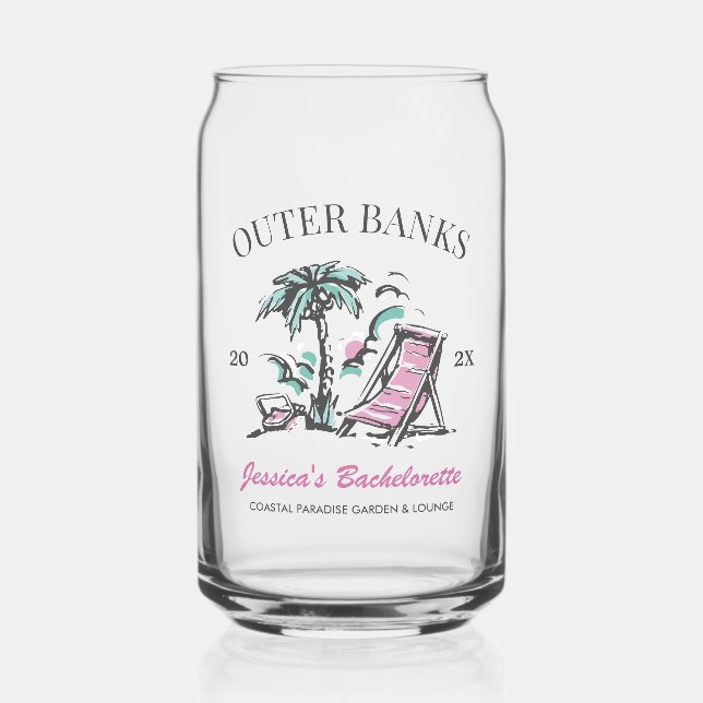 Beach Bachelorette Party Custom Bridesmaid Gift Can Glass (Front)