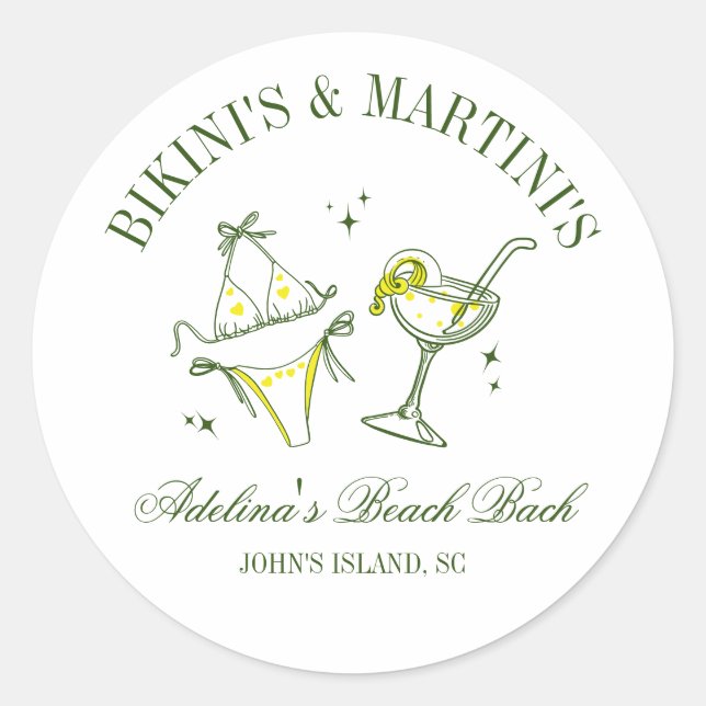 Beach Bachelorette Party Favour Social Club  Classic Round Sticker (Front)