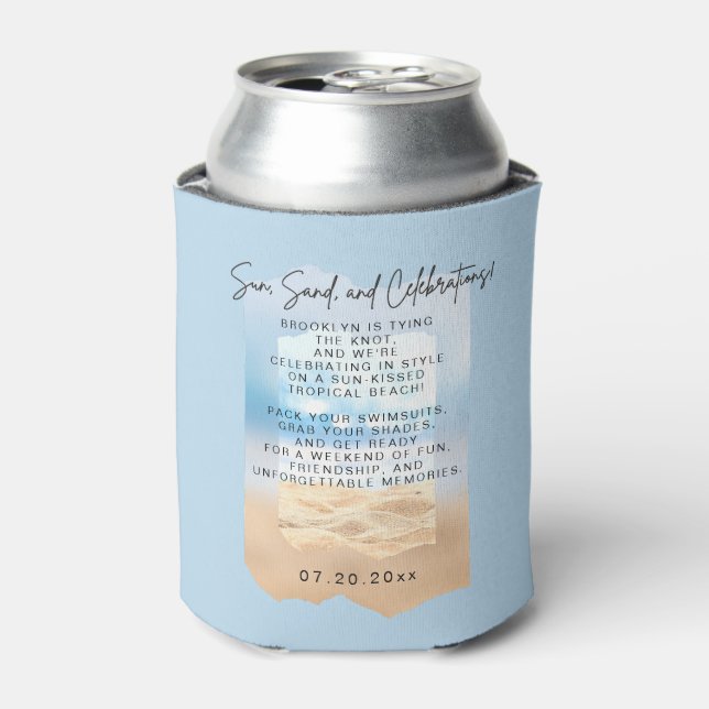 Beach Bachelorette Party Getaway Celebration Can Cooler (Can Front)