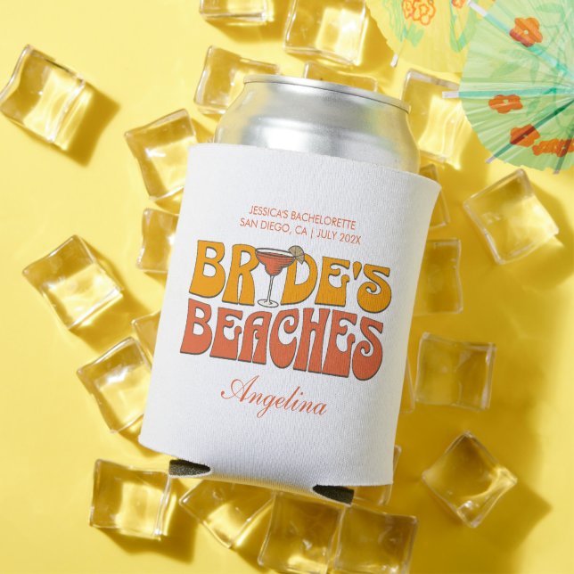 Beach Bachelorette Party Groovy Bride's Beaches Can Cooler (In Situ Summer)