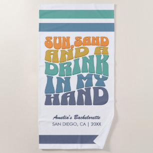 Beach Bachelorette Party Groovy Retro Bridesmaid Towel