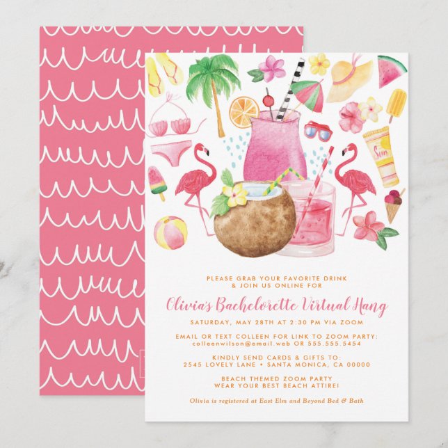 Beach Bachelorette Party Invitation (Front/Back)
