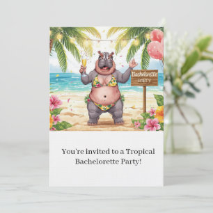 Beach Bachelorette Party Invitation for Hippo