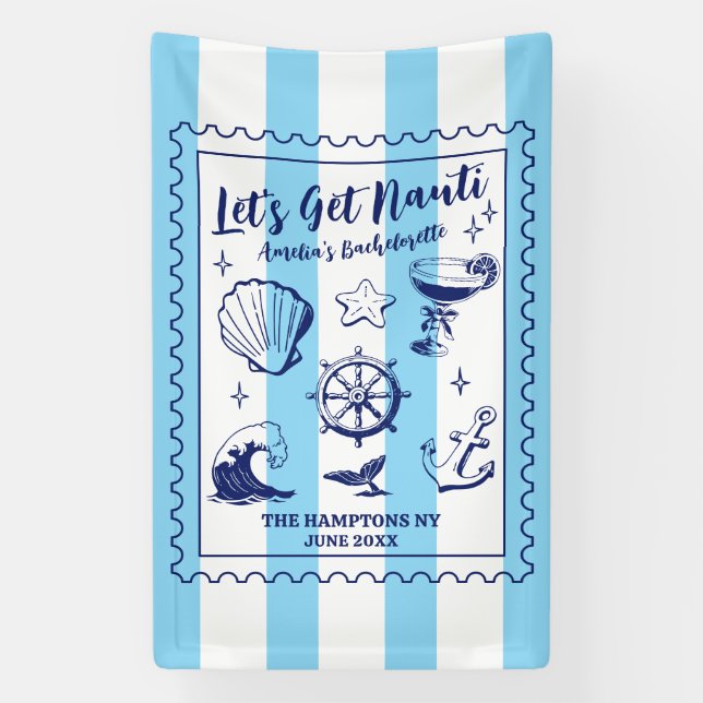 Beach Bachelorette Party Let's Get Nauti Vintage Banner (Vertical)