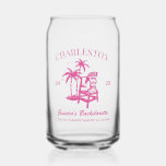 Beach Bachelorette Party Pink Custom Bridesmaid Can Glass<br><div class="desc">Make a splash at your upcoming bachelorette party with this stunning beach bachelorette party personalised merchandise. Whether you're celebrating a bach trip, a girls' vacation, or a best friends' holiday, this custom beach bachelorette party merchandise is the perfect addition to your unforgettable getaway. Add a personal touch to your bachelorette...</div>